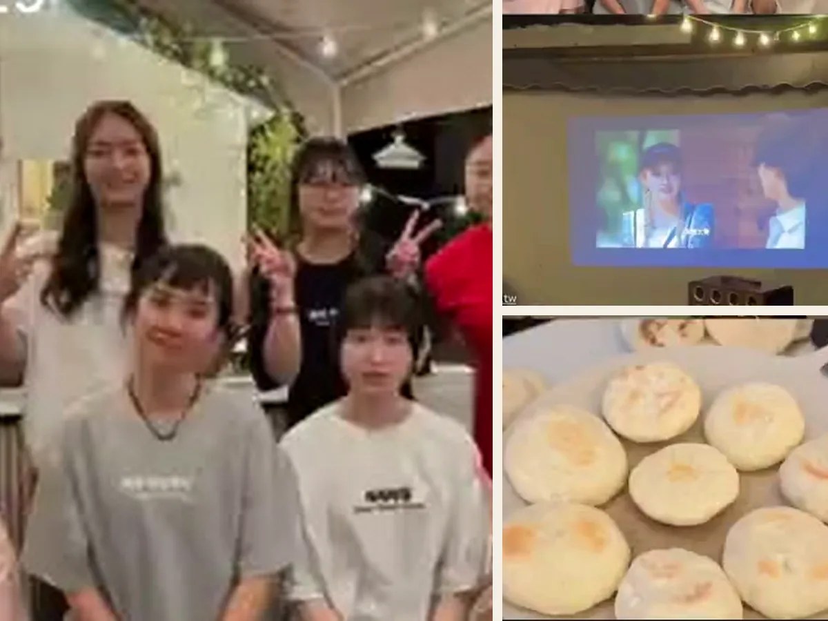 好友團體照、投影電影與手作早餐組成的活動拼貼